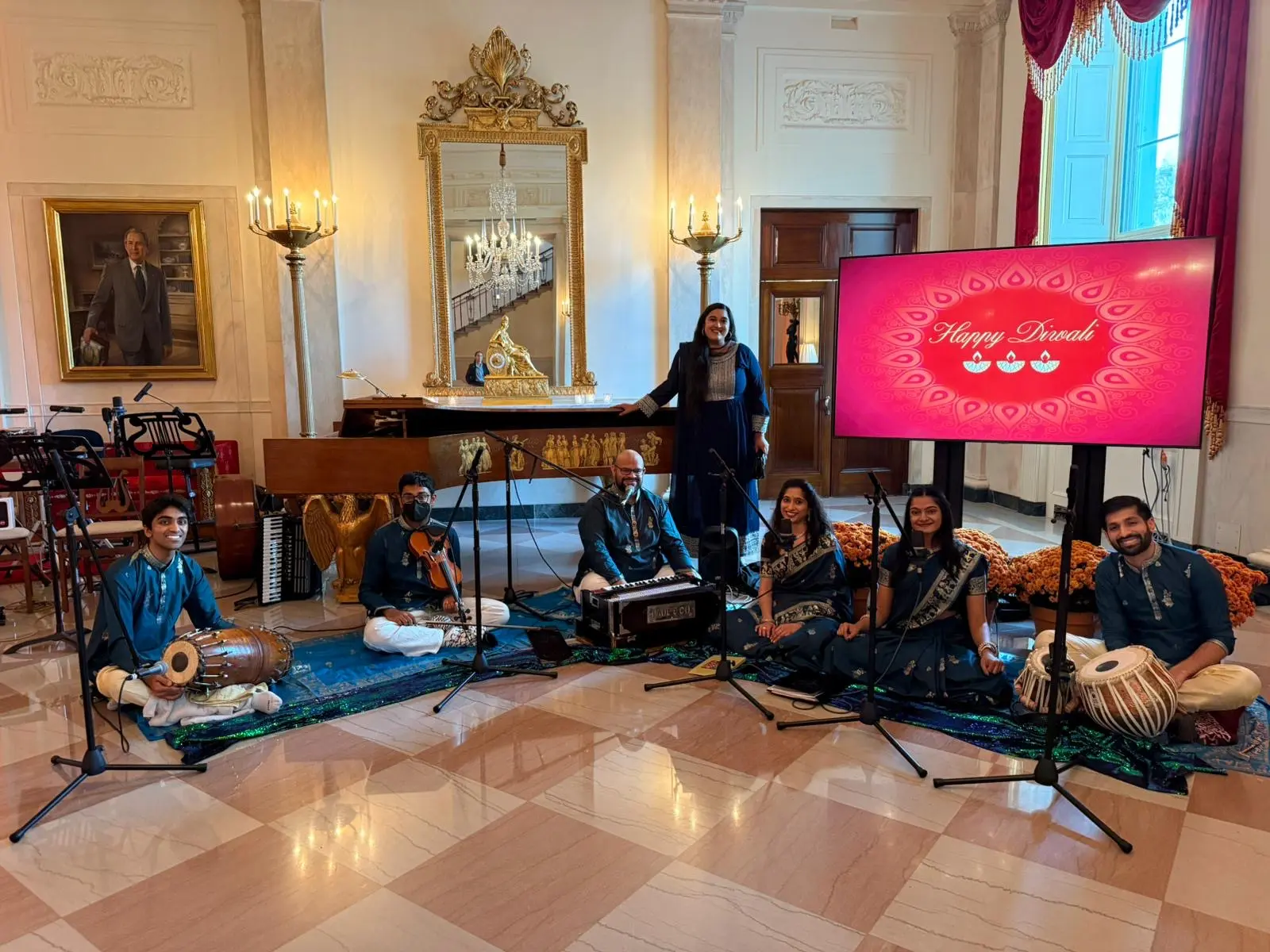 Nootana artists performing as guest musicians at the White House Diwali celebration in 2024